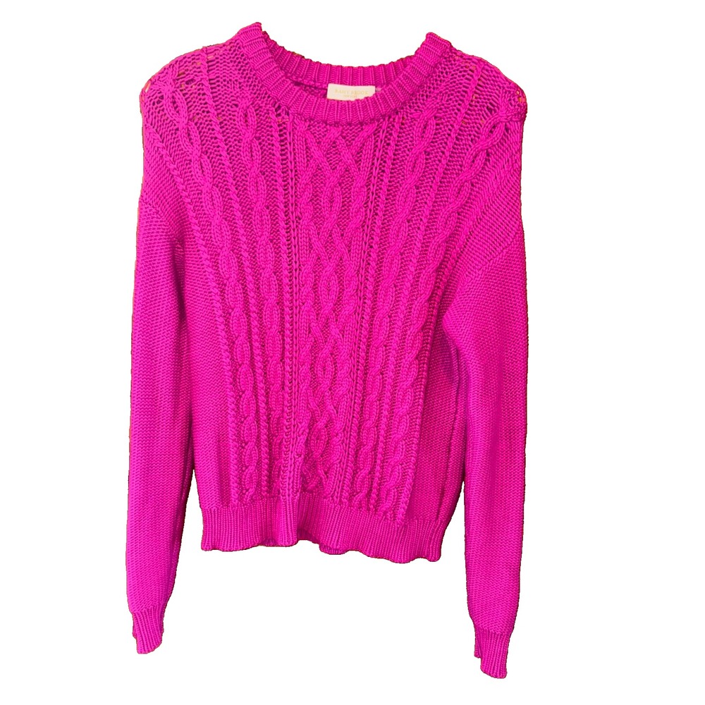 RAMY BROOK PINK CABLE KNIT SWEATER size XS womens longsleeve pullover comfy